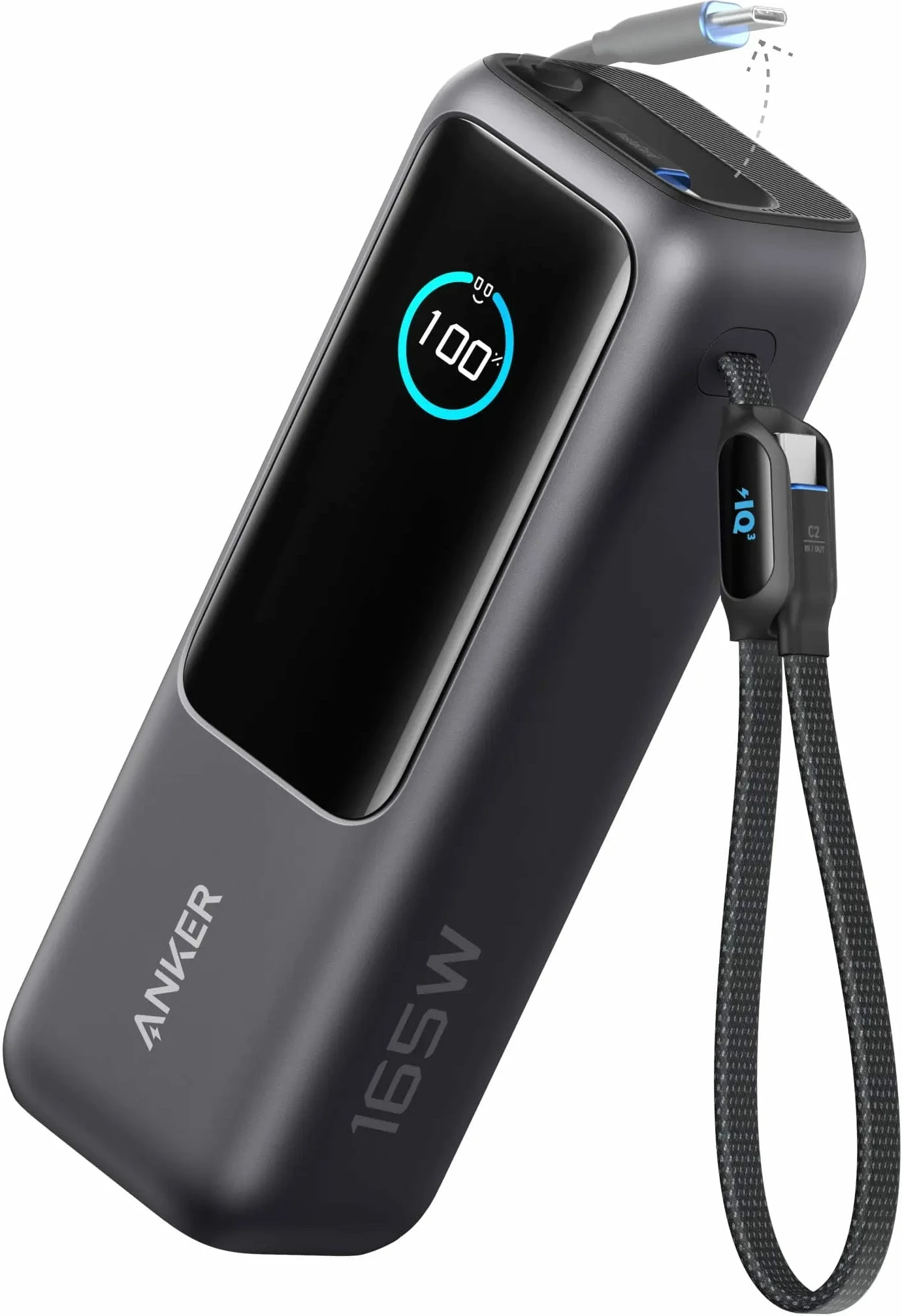 Anker Power Bank 25000mAh, 165W, me dy kabllo USB-C të integruara, Space Black 2