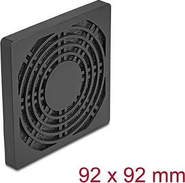 Grilë filtri për ventilator DeLOCK 67312, 92 x 92 mm, ABS, e zezë