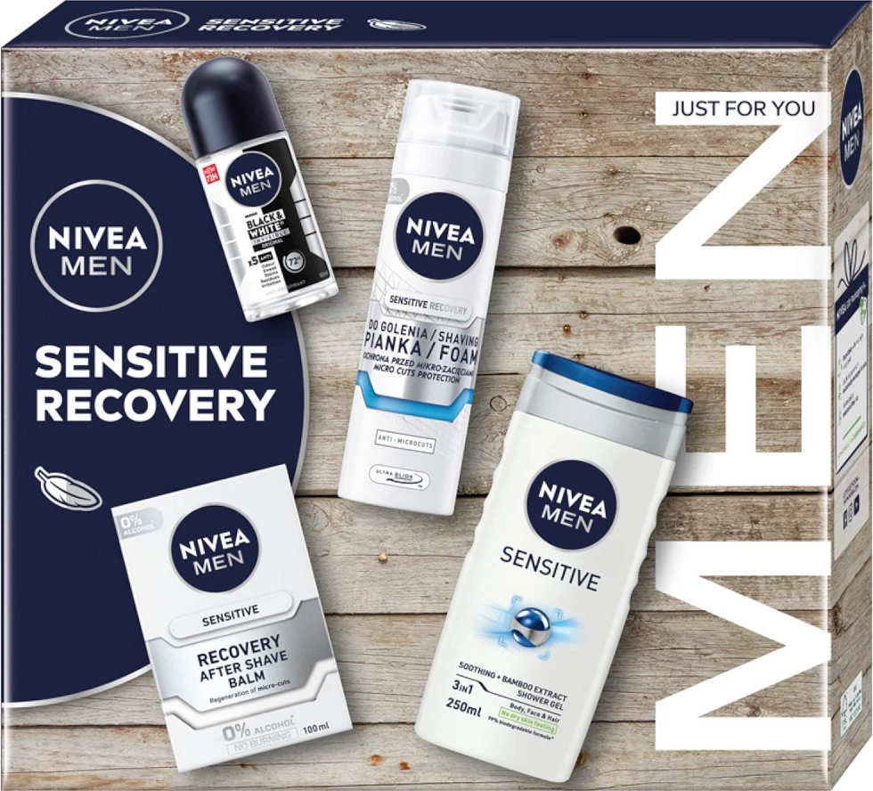 Set për meshkuj Nivea Men Sensitive Recovery Collection 4 produkte