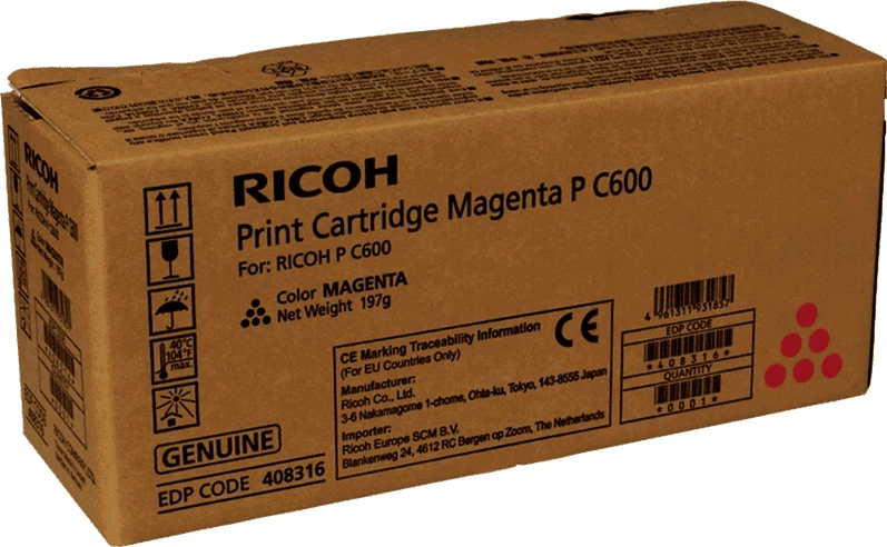 Toner, Ricoh, MP C600 408316, 12000 faqe, magenta
