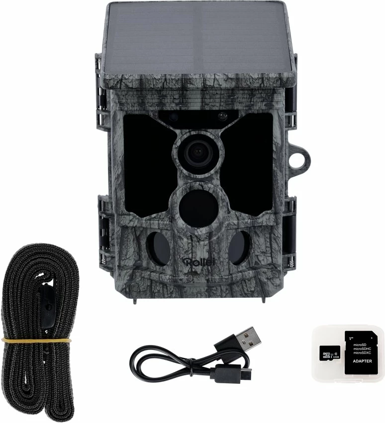 Kamerë survejimi Rollei 40536 4K/48MP, night vision, Wi‑Fi, IP66, me panel solar, kamuflazh