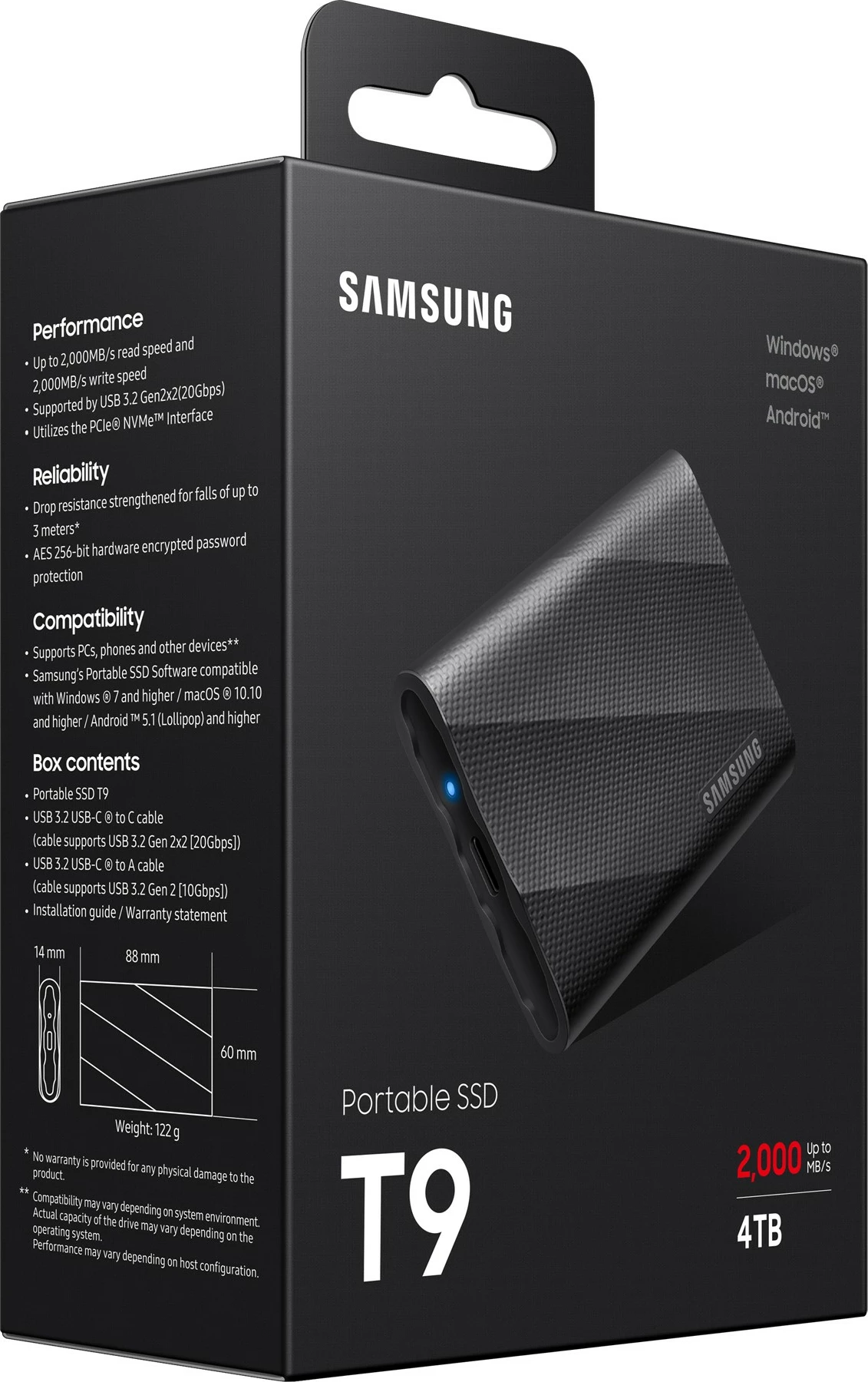 Disk i jashtëm Samsung MU-PG4T0B, 4 TB, USB Type-C, i zi