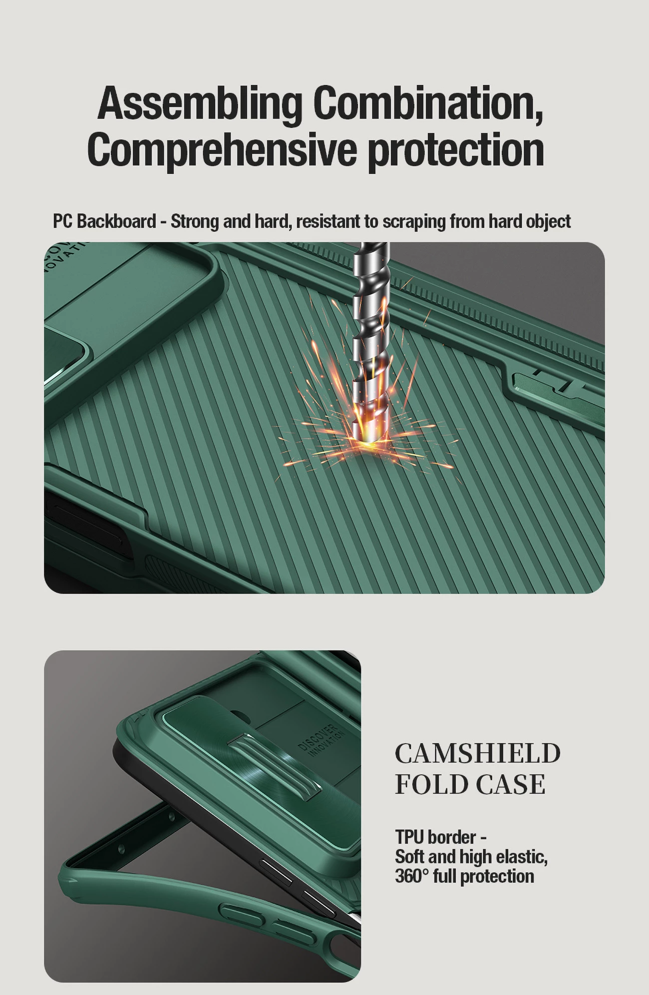 Mbështjellës Nillkin CamShield Fold Case për Samsung Galaxy Z Fold 5, me mbajtëse për stilolaps, e zezë