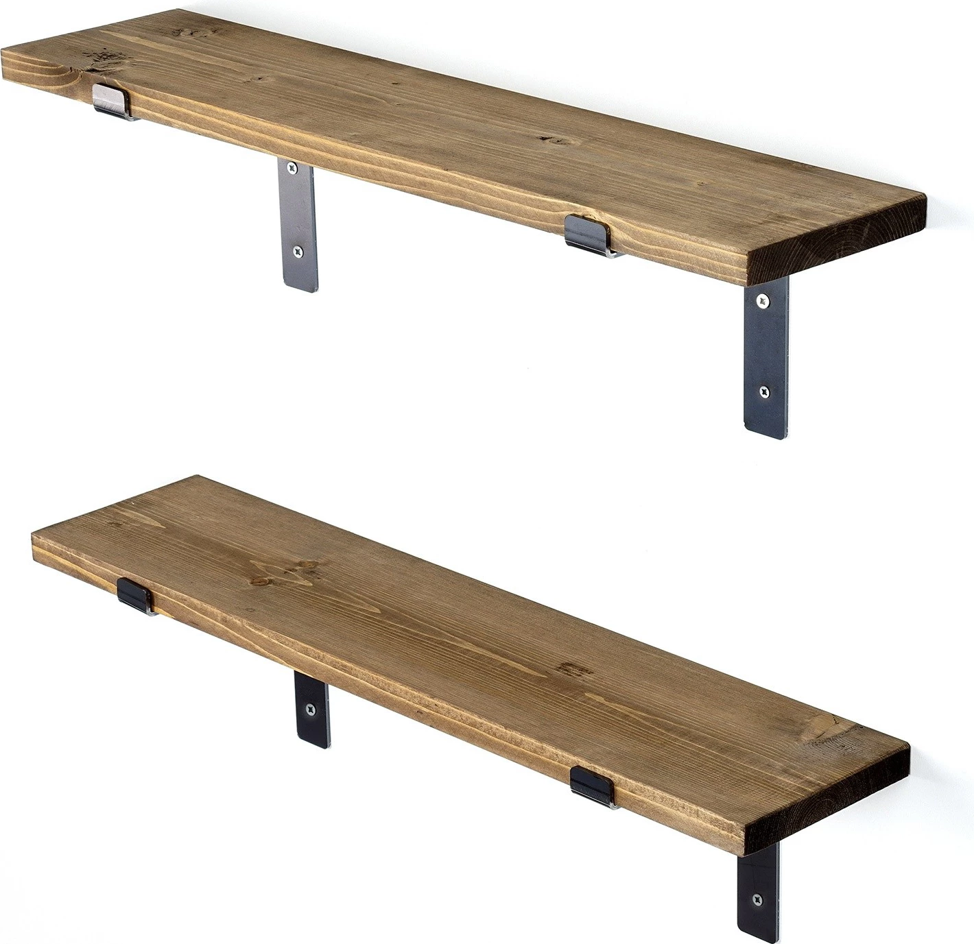 Raft dekorativ prej druri për mur, ngjyrë e zezë dhe arre, Skye Decor, Lam004
