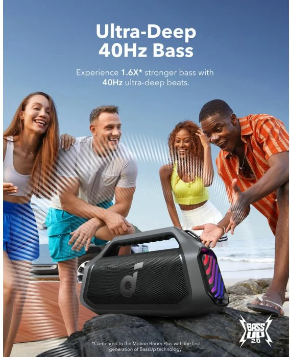 Altoparlant portativ Bluetooth Anker Soundcore BOOM 2 Plus 140W, IPX7, 20 orë, USB-C/AUX, i zi