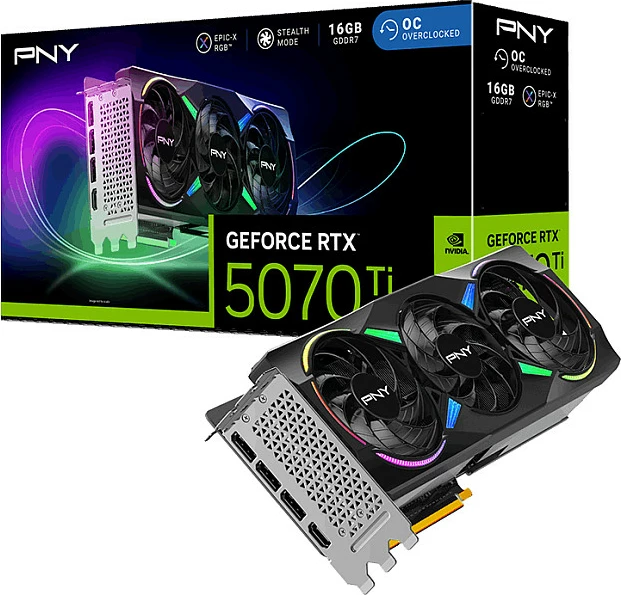 Kartelë grafike PNY GeForce RTX 5070 Ti, 16GB GDDR7, Triple Fan ARGB