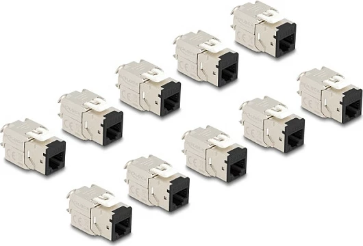 Modul Keystone DeLOCK RJ45 në LSA Cat.6A, set 10 copë, toolfree, i zi
