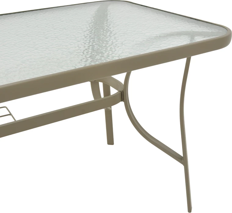 Tavolinë metalike, xham, 140x80x70cm