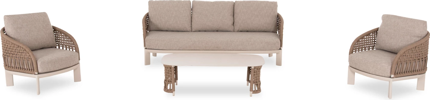 Set lounge 4 pjesësh LADRIS, alumin, litar, jastëkë bezhë, CD6405.01