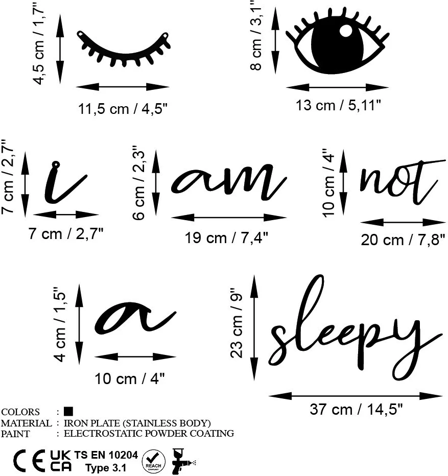 Aksesor dekorativ metalik për mur, Wallity, Not Sleepy