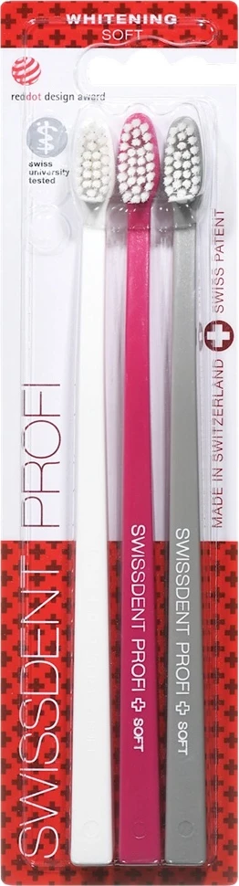 Set furçash dhëmbësh Swissdent Profi Whitening Soft 3 copë