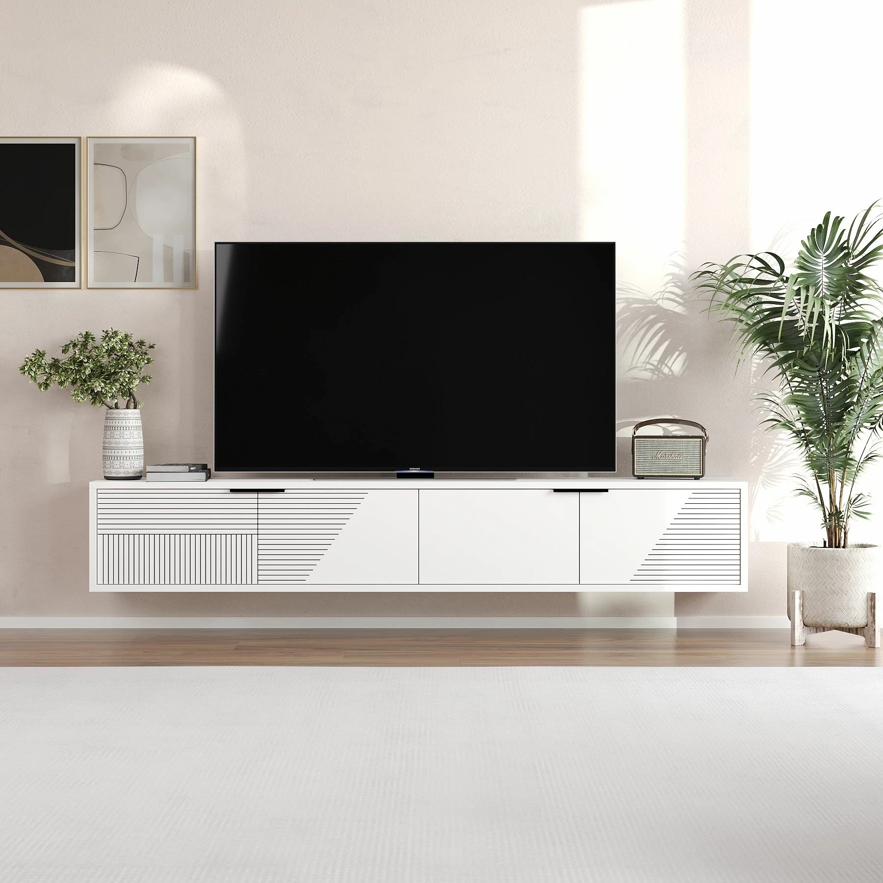 Komodë TV Skye Decor, Parla, e bardhë