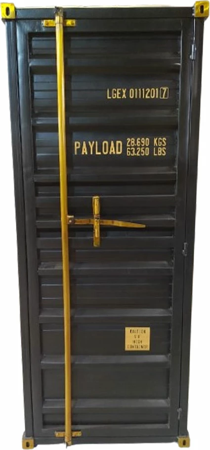 Raft librash i lartë CONTAINER, ngjyrë e zezë, ar dhe ndryshk, 61x40x177
