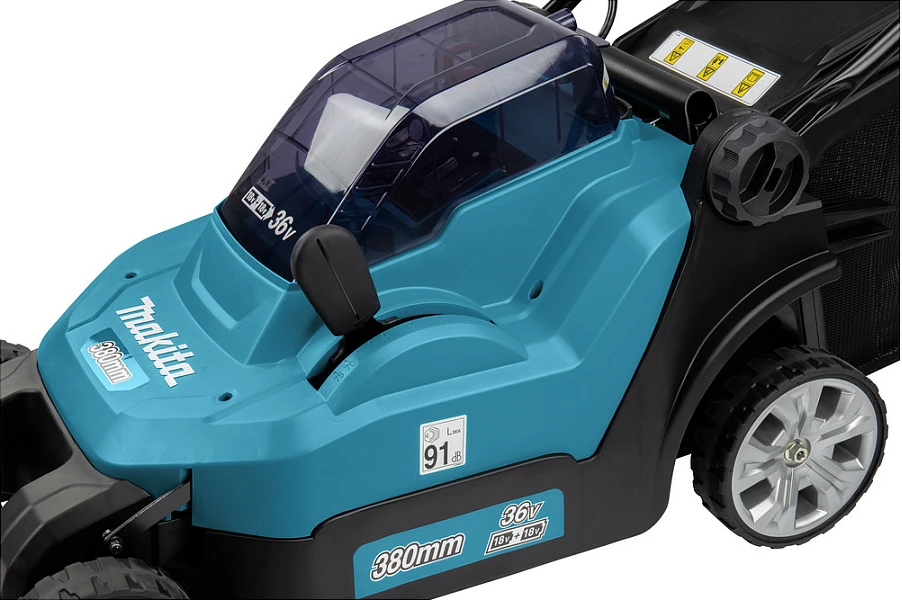 Kositës bari me bateri Makita DLM382PM2, 36V (2x18V), 2x 4.0Ah, blu/zi