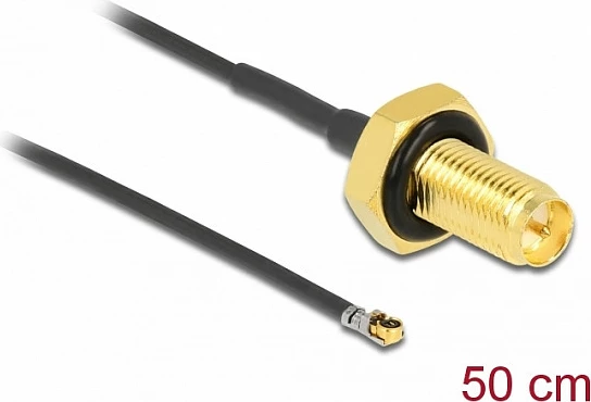 Kabllo antene DeLOCK 12661, RP-SMA në MHF 4L LK, 0.5 m, e zezë