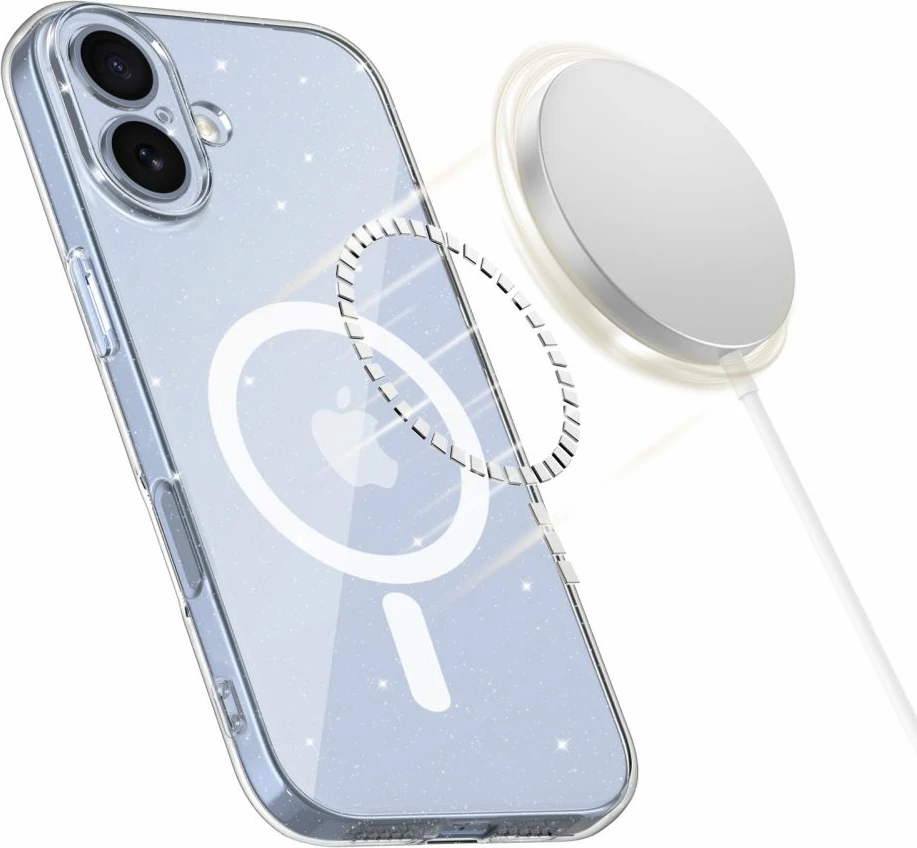 Mbështjellës Tech-Protect FlexAir MagSafe për iPhone 17, transparent me glitter, 1 copë