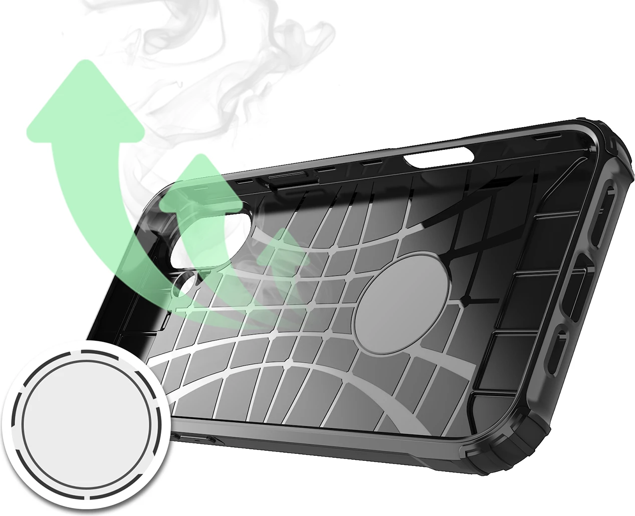 Mbështjellës Hurtel Hybrid Armor për iPhone 16, e zezë