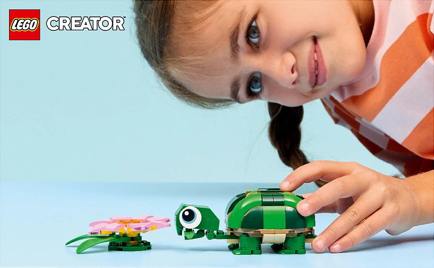 Set ndërtimi LEGO Creator 3-në-1 31377 Breshkë me zambak uji, 124 pjesë, shumëngjyrësh