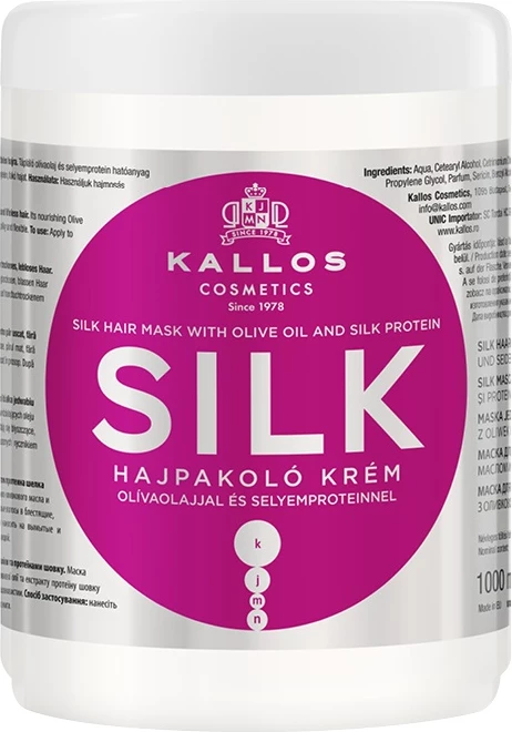 Maskë për flokë Kallos Silk Hair Mask për femra, 1000ml