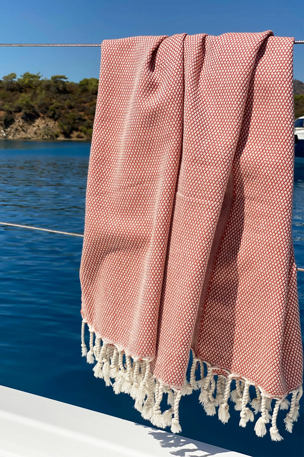 Peshqir plazhi Fouta, model Honeycomb, ngjyrë e kuqe pllake, Mijolnir Likya, 95x190cm