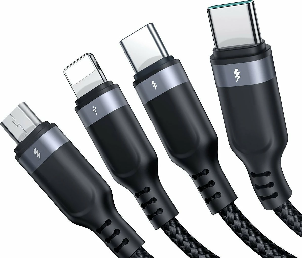 Kabllo USB Joyroom S-1T4018A18 (JYR776) USB-A në 2x USB-C + Lightning + microUSB 1.2 m, e zezë