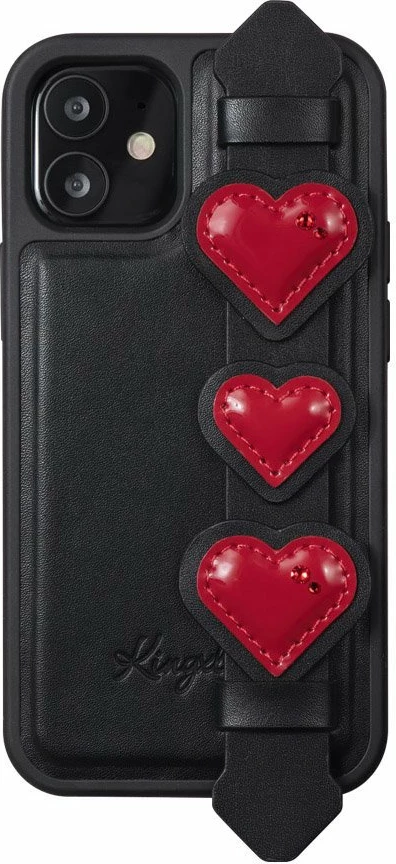 Mbështjellës Kingxbar Sweet Series për iPhone 12 Pro Max, me kristale Swarovski, me dorezë, e zezë