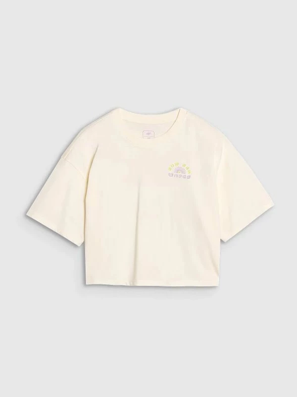 Maicë crop top për femra 4F, e bardhë