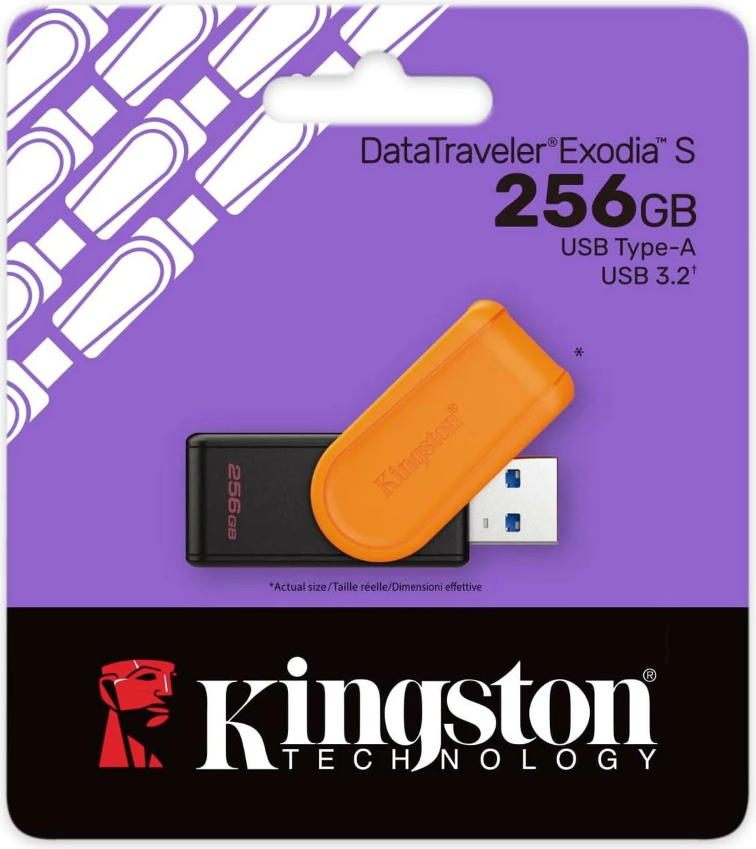 USB Kingston DataTraveler Exodia S 256GB, USB 3.2, zi/portokalli