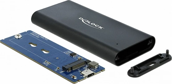 Kasë për SSD DeLOCK 42614, M.2 NVMe, USB-C, 10 Gbit/s, e zezë