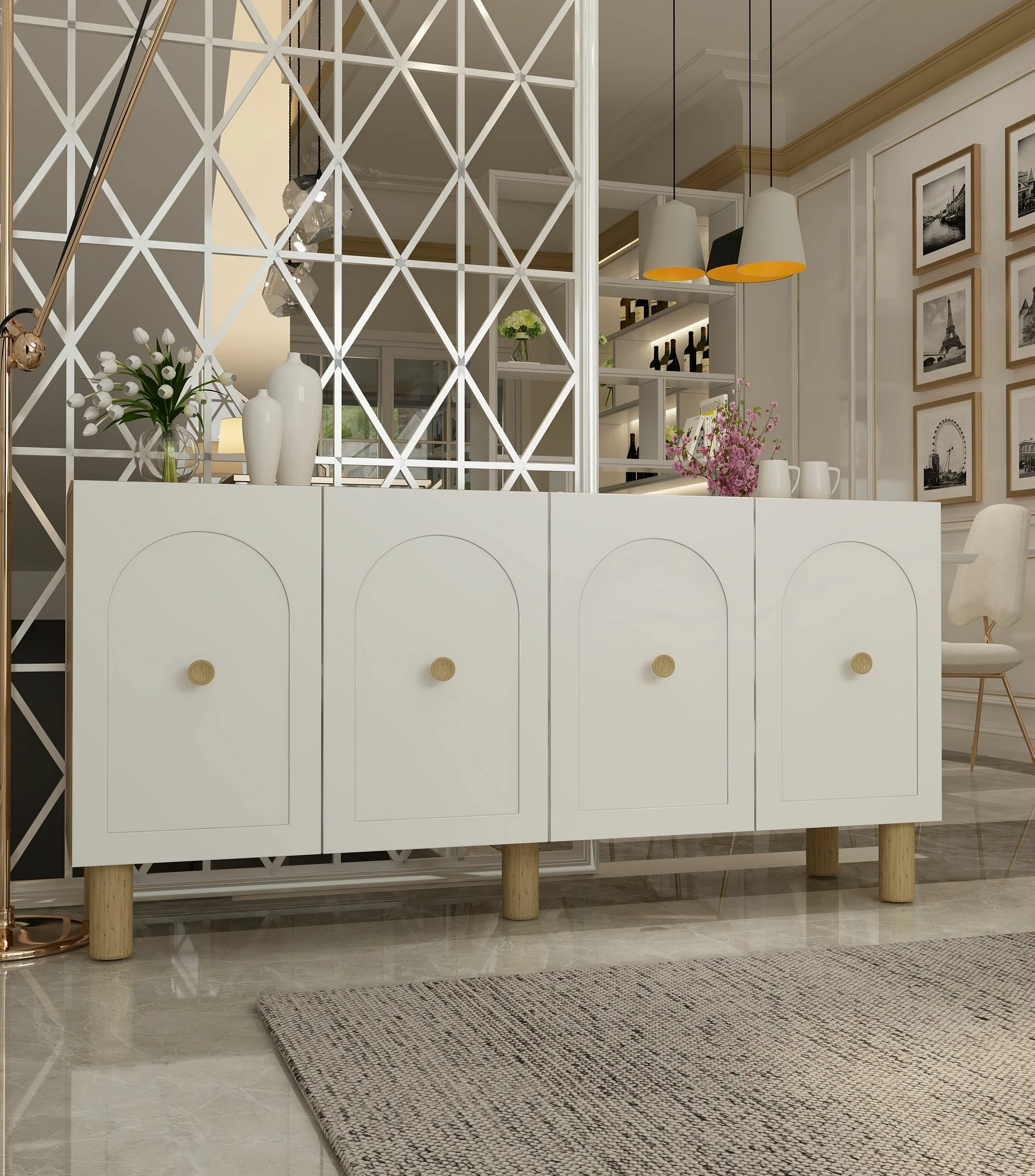 Konsol Skye Decor, Notre KB150 Bohem, lis safir, e bardhë
