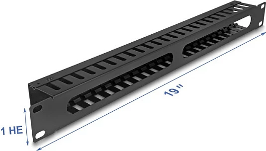 Panel menaxhimi kabllove DeLOCK 19" 1U, metal, me 2 hapje, i zi