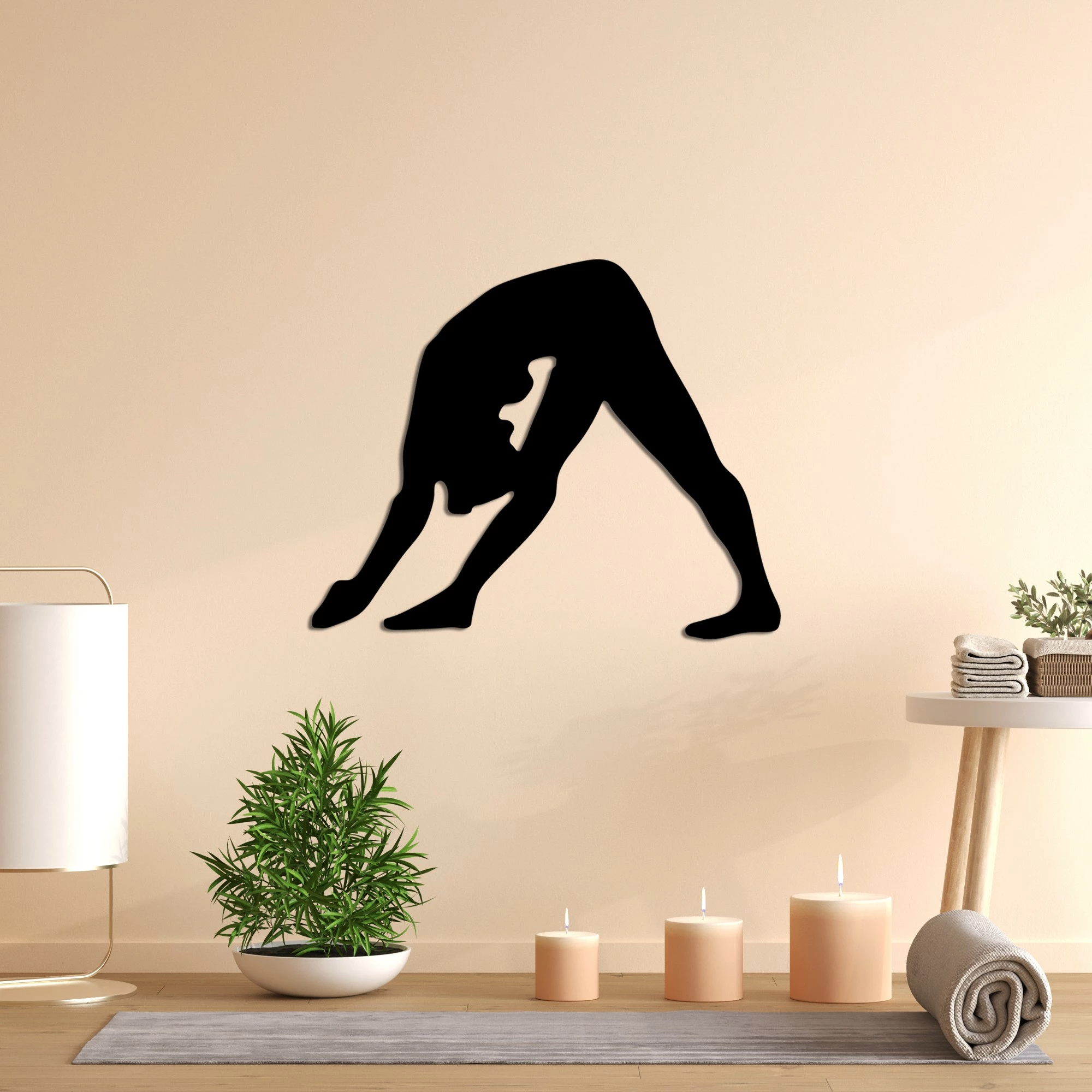 Aksesor muri dekorativ prej metali, Wallity Yoga 14, ngjyrë e zezë, 55x45cm