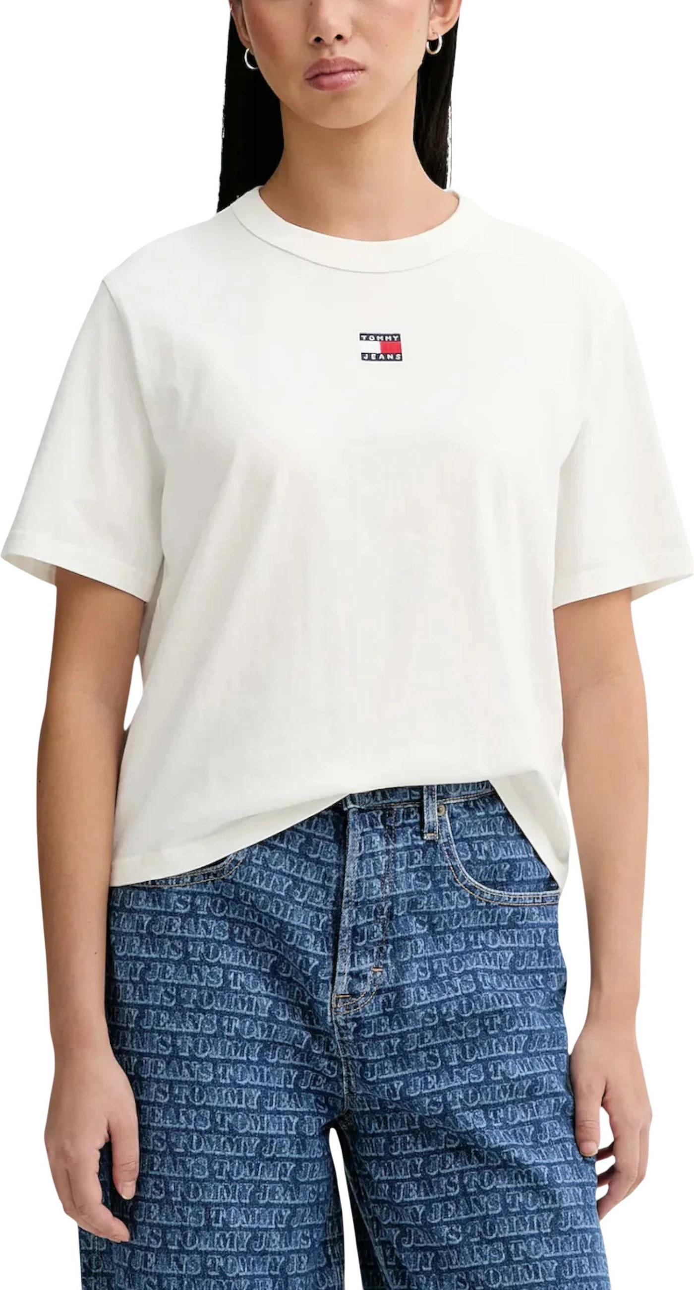 Maicë për femra Tommy Hilfiger Jeans TJW BXY BADGE TEE EX DW0DW22202, e bardhë [Madhësia: L]