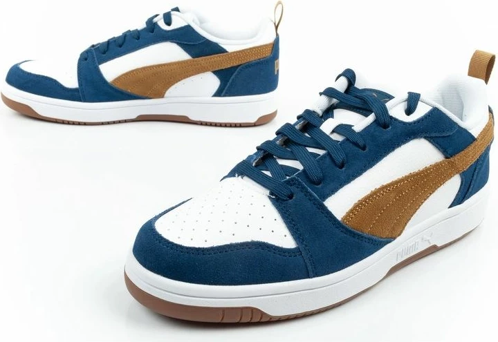 Atlete për meshkuj Puma Rebound v6, të bardha/navy/kafe