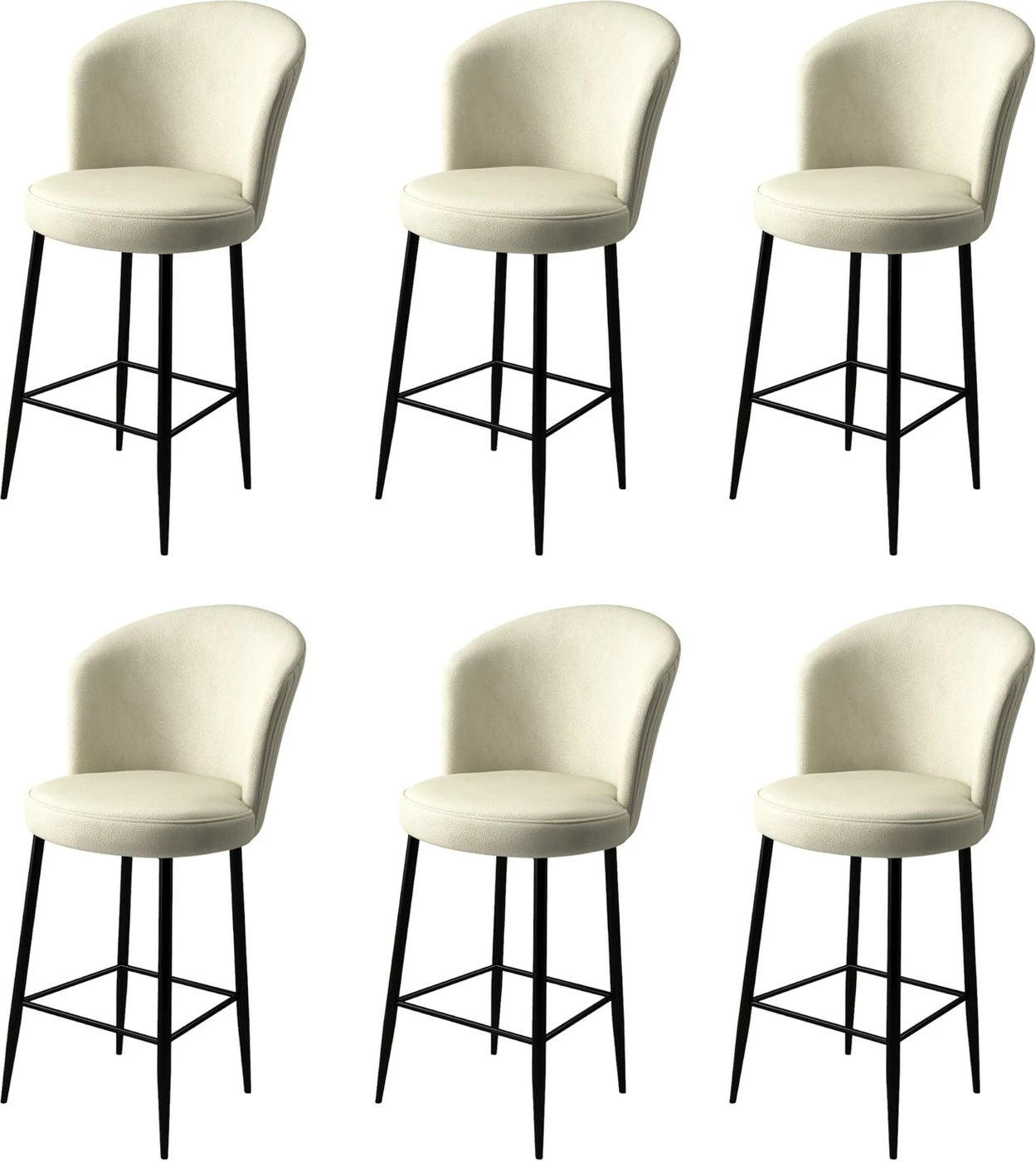 Set karrigesh për bar (6 copë), Hanah Home, Alte, krem, e zezë