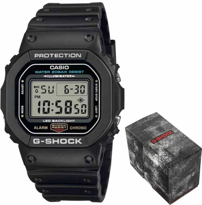 Orë dore për meshkuj Casio G-Shock, e zezë