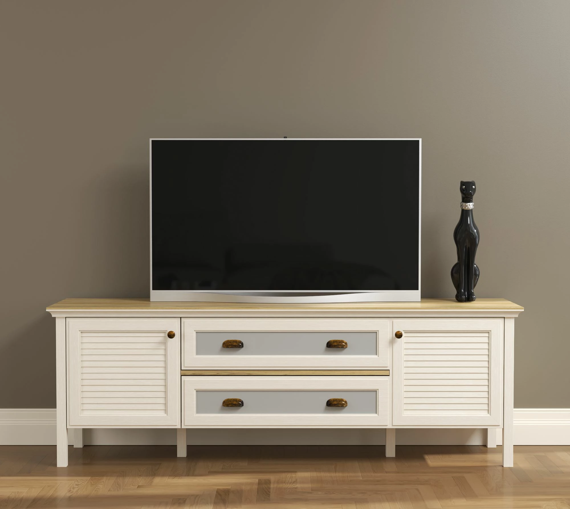 Komodë TV Skye Decor, krem, lis, gri, FRN-21026