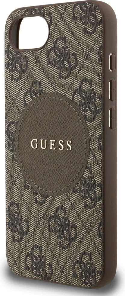 Mbështjellës Guess 4G Circle Classic Logo MagSafe për iPhone 16e, Kafe