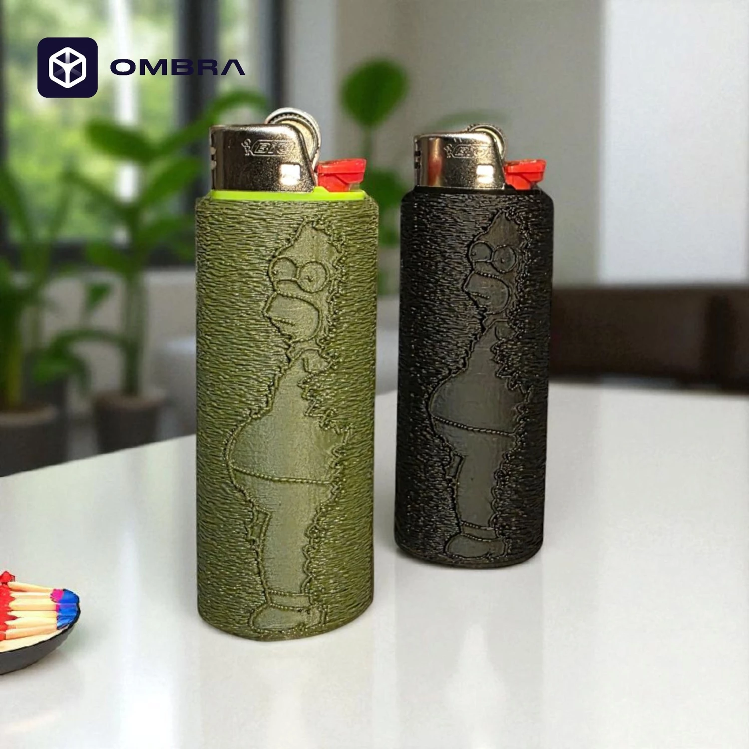 Mbajtëse për çakmak, dizajni SIMPSON "Simpson Bic Case", e gjelbërt