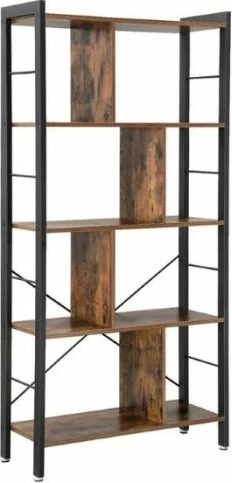Raft librash VASAGLE LBC12BXV1, 4-katësh, 74 x 30 x 154.5 cm, kafe rustike