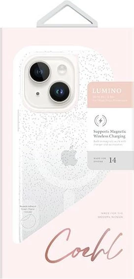 Mbështjellës UNIQ Coehl Lumino për iPhone 14 Plus/15 Plus, argjendtë