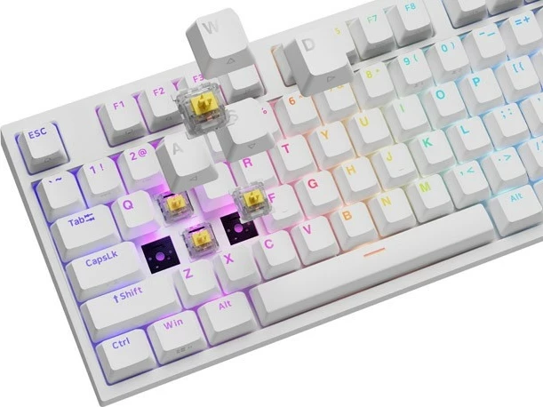 Tastierë mekanike Genesis Thor 404, RGB, Gateron Yellow Pro, full-size, e bardhë