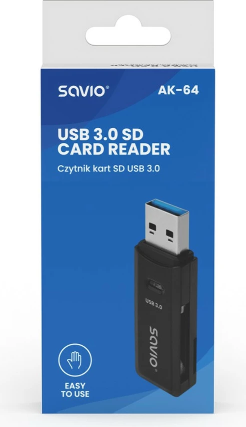 Lexues kartelash SD Savio AK-64, USB 3.0, 5 Gbps, i zi
