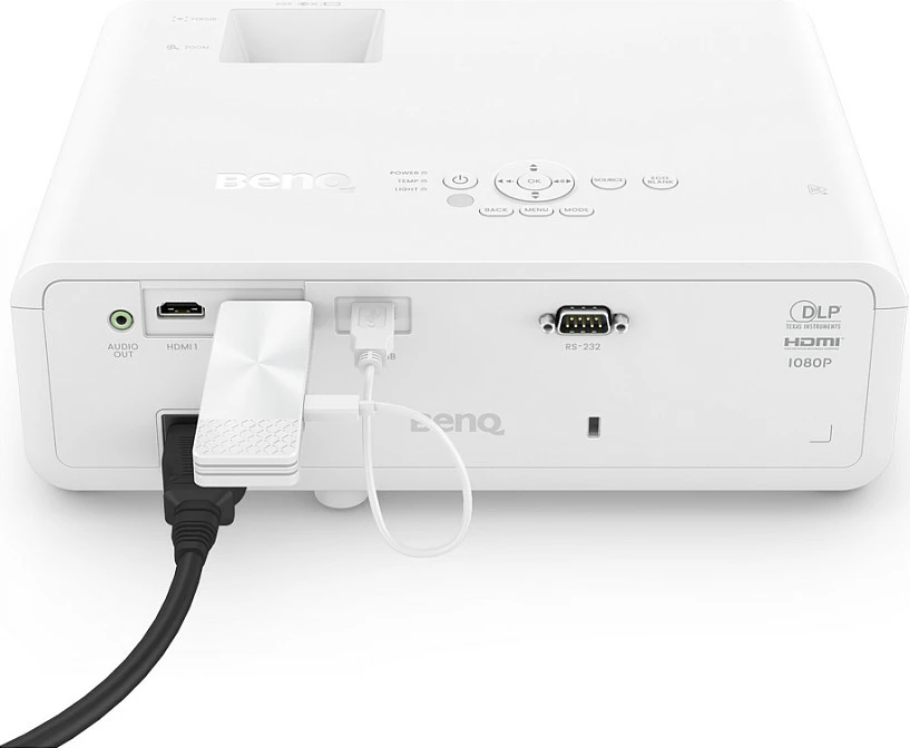 Adapter streaming BenQ Qcast Mirror QP30, HDMI, AirPlay/Miracast, Wi‑Fi 2.4/5GHz, iOS/Android/ChromeOS, i bardhë