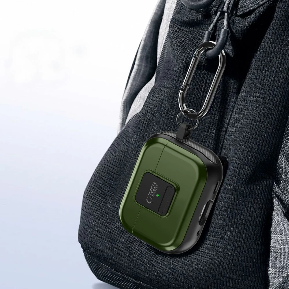 Mbështjellës Tech-Protect Defender me karabiner për AirPods Pro/Pro 2, MagSafe, Gjelbër