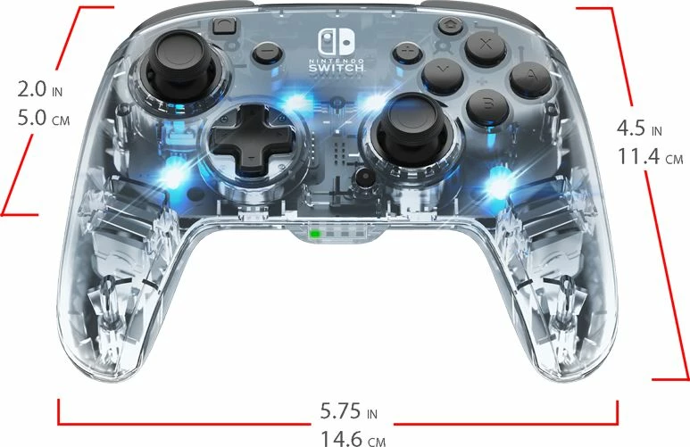 Pad wireless PDP Afterglow Deluxe 500-137-EU, LED prismatic, për Nintendo Switch, transparent