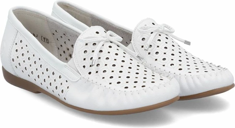 Mokasina lëkure për femra Rieker L6352-80, të bardha