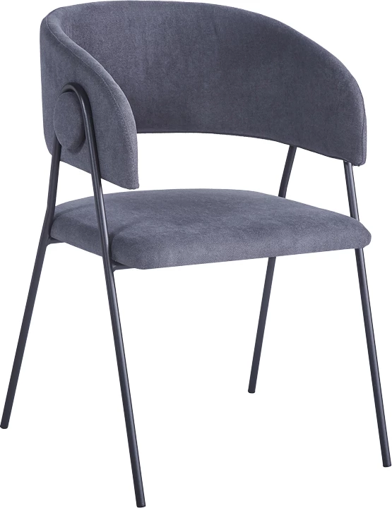 Set 4 karriga Rachele I, material poliestër, këmbë metalike të zeza, ngjyrë antracit, 52x65x79cm