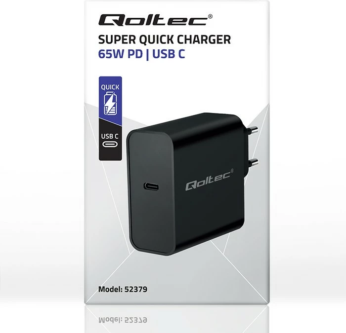 Karikues muri Qoltec 52379, 65W, 1x USB-C, i zi