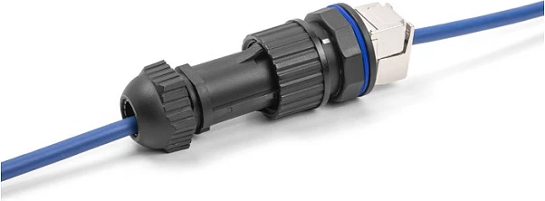 Konektor RJ45 DeLOCK Cat6A IP68 field-assembly me feed-through coupler, i zi